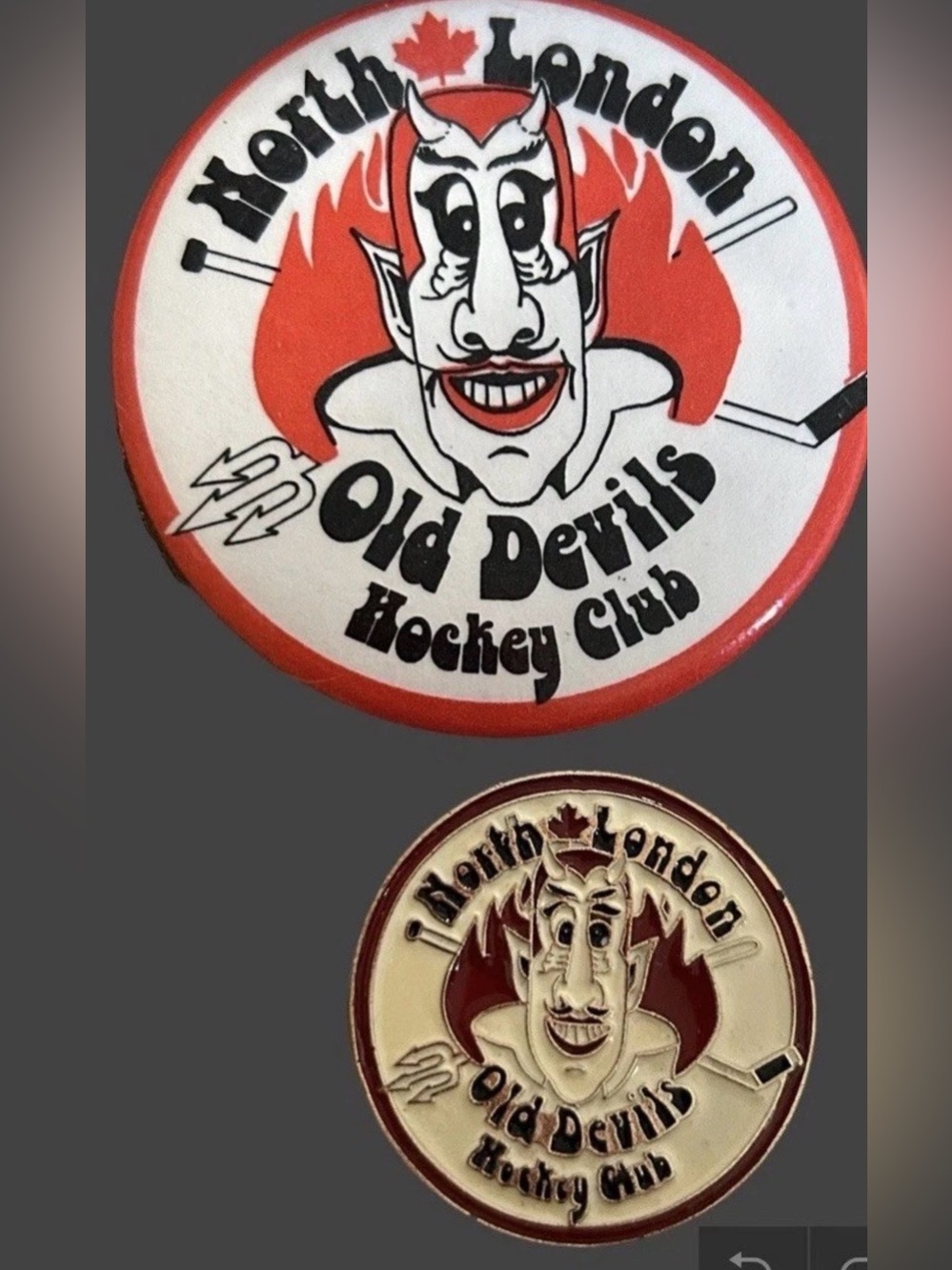 Vintage Hockey Club Pin North London Ontario Canada Old Devils Hockey Club 2 Pin